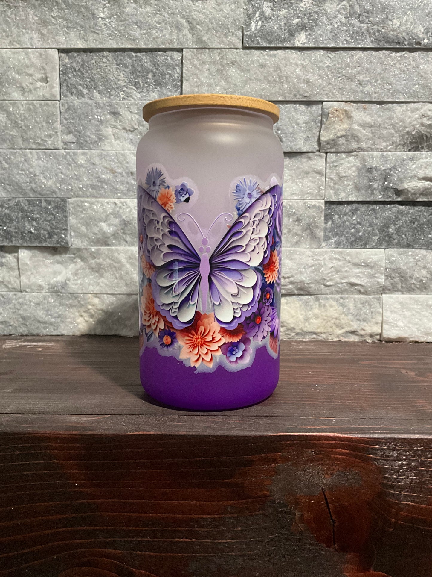 Purple butterfly ombré cup