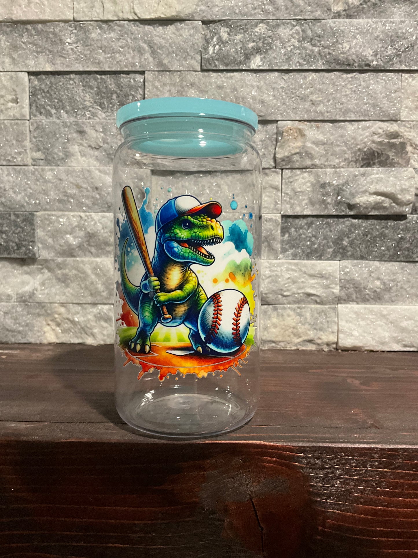 Baseball dinosaur plastic cup