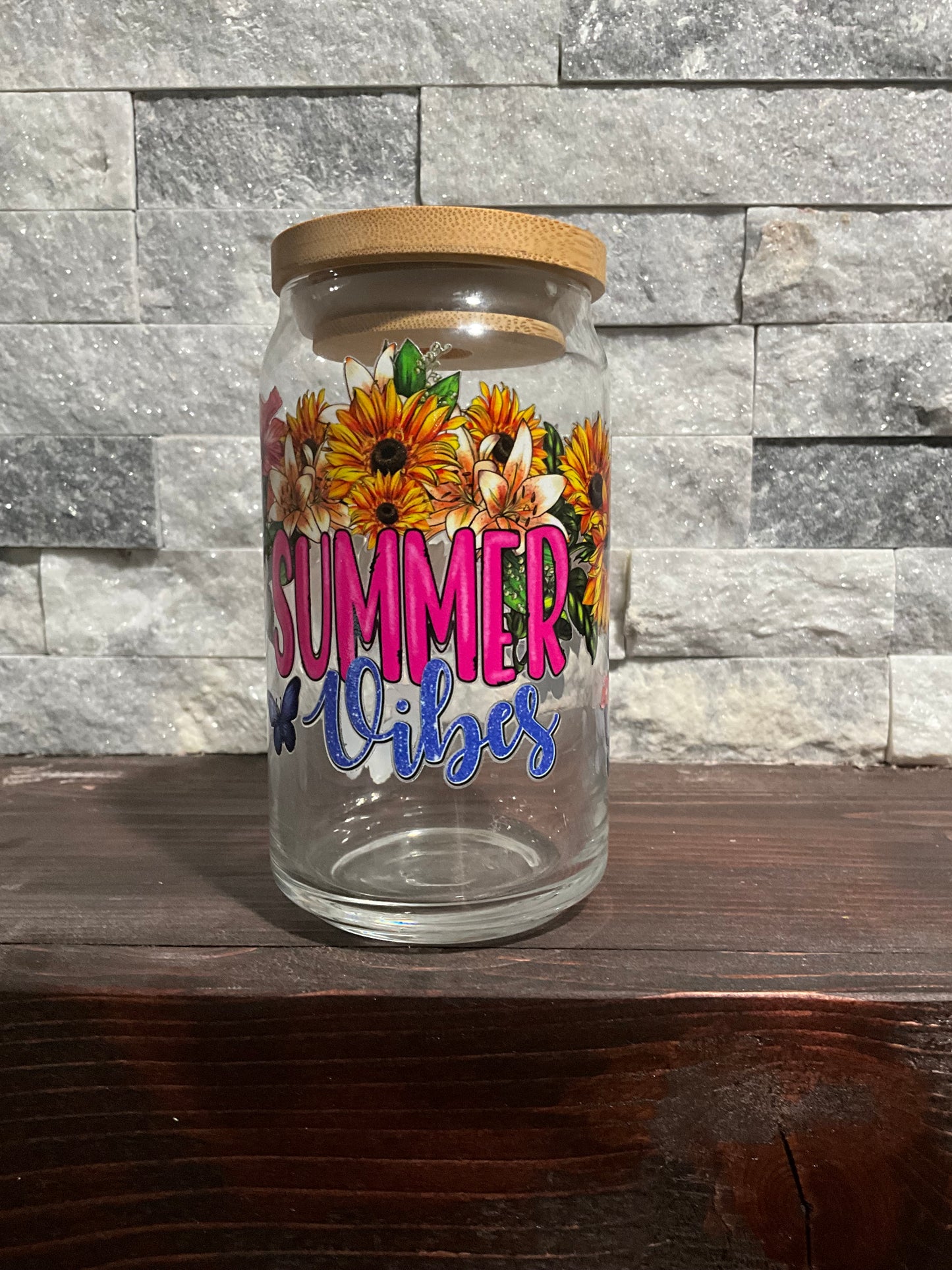 Sunflower summer vibes glass cup