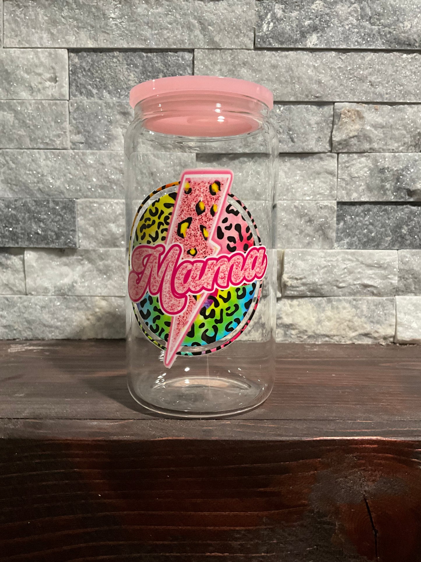 Mama cheetah glass cup