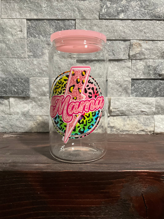 Mama cheetah glass cup