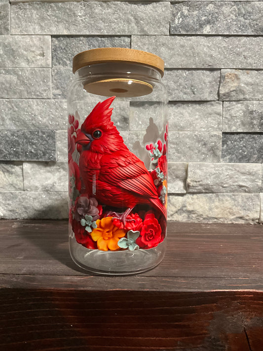 Cardinal glass cup
