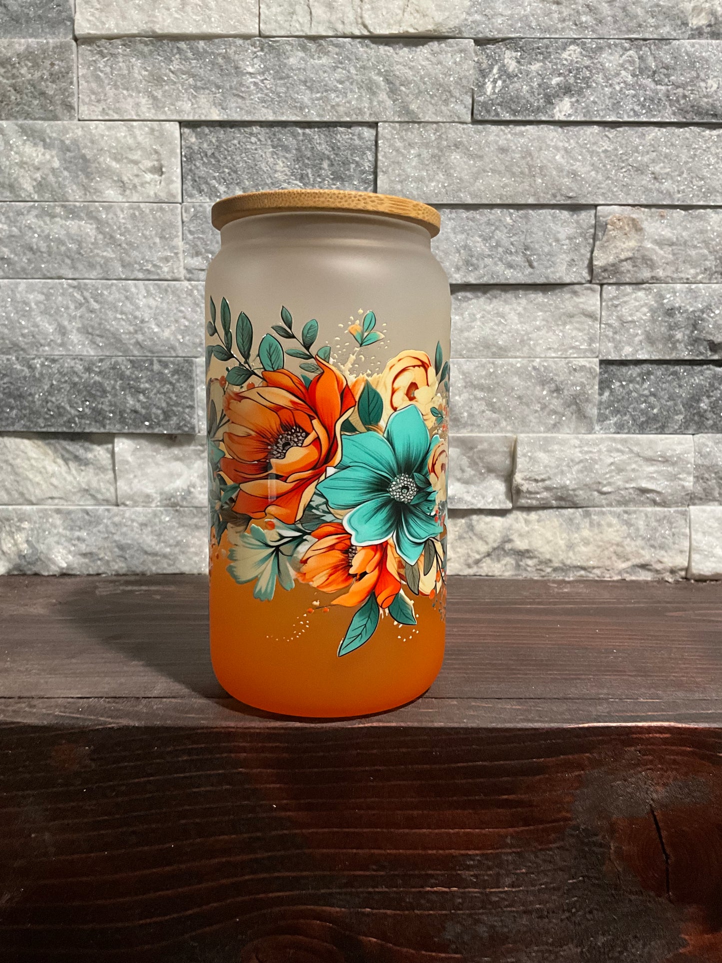 Ombré flower glass cup
