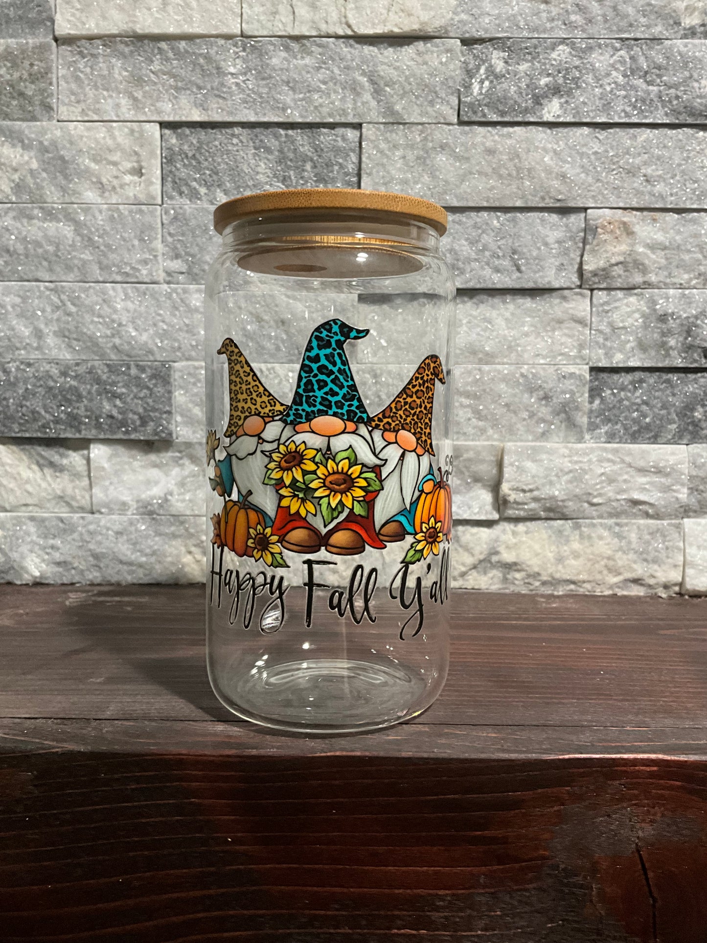 Happy fall y’all glass cup