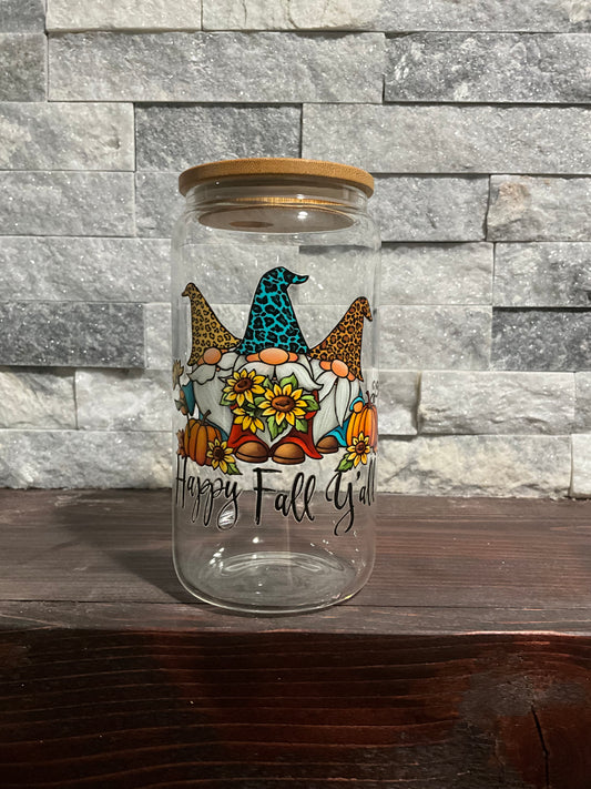 Happy fall y’all glass cup