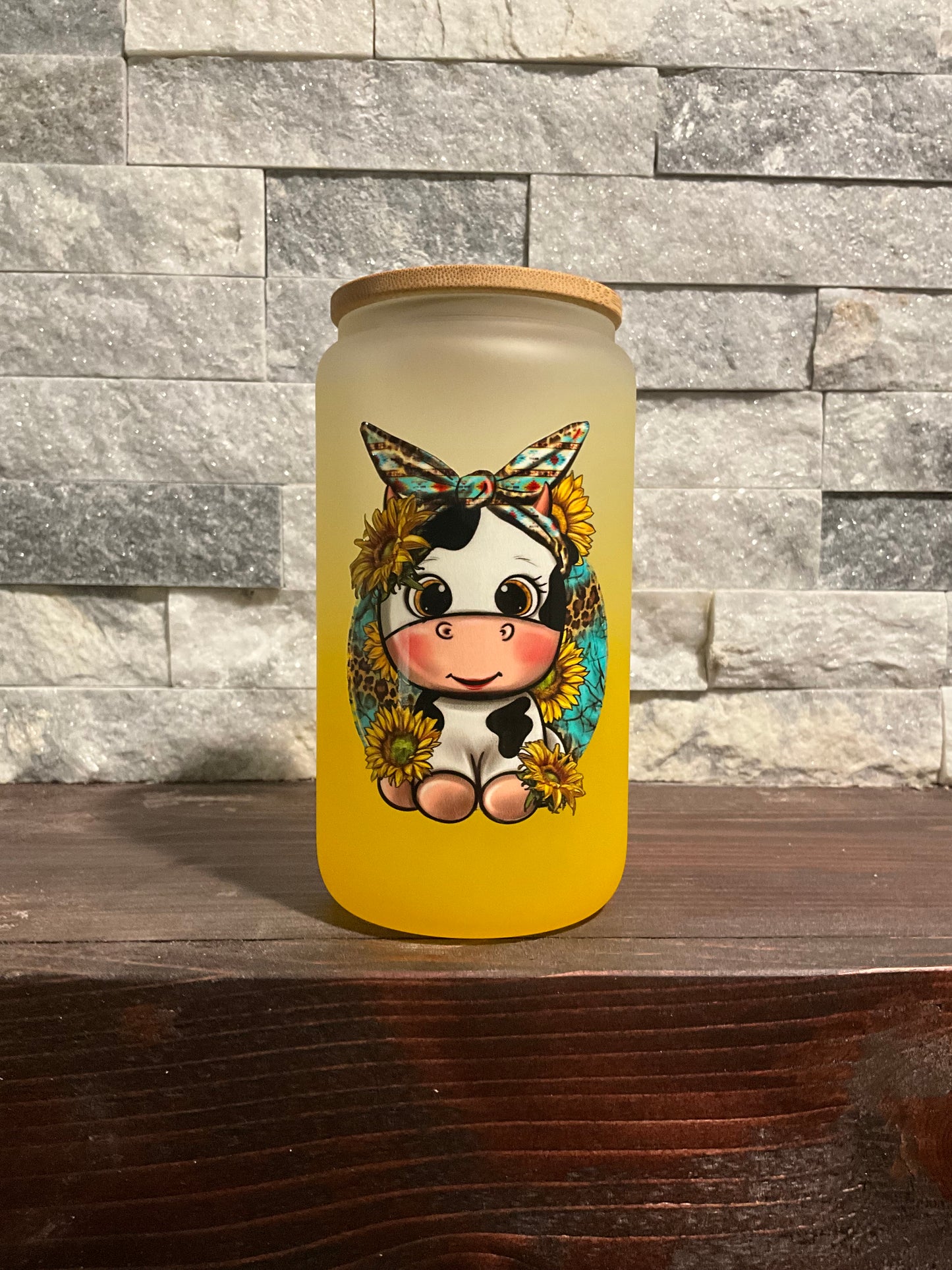 16oz yellow ombré cow