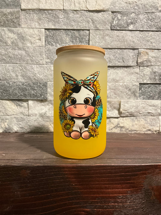 16oz yellow ombré cow