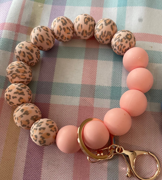 Cheetah Peach Wristlet Keychain
