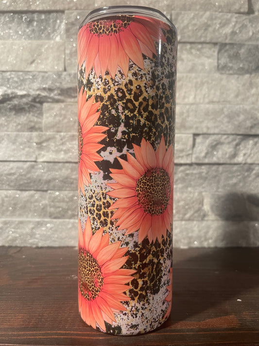 20oz Animal print/sunflower tumbler