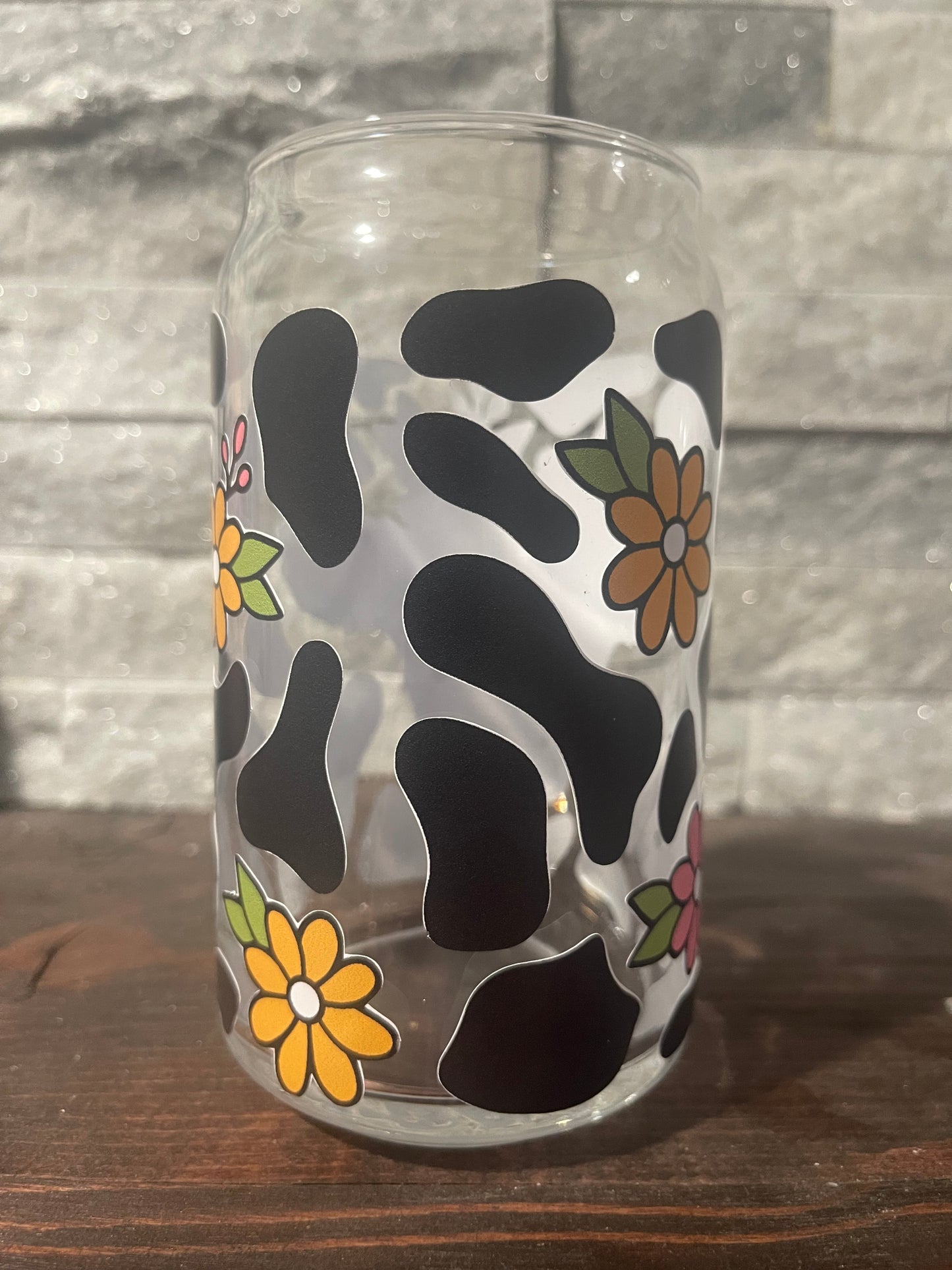 16oz cow Glass Can