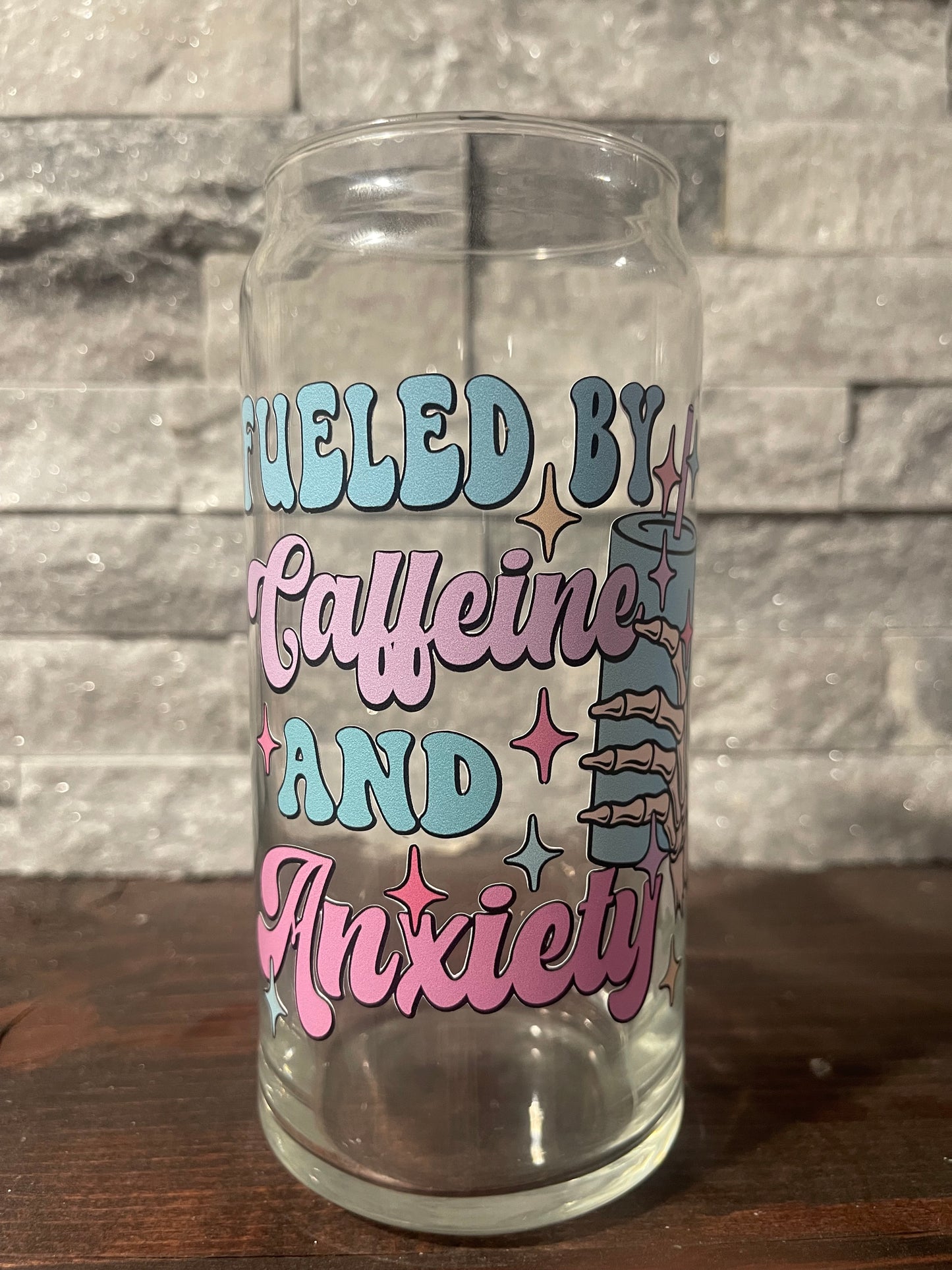 Fueled by Caffeine and Anxiety Glass Can | 20oz