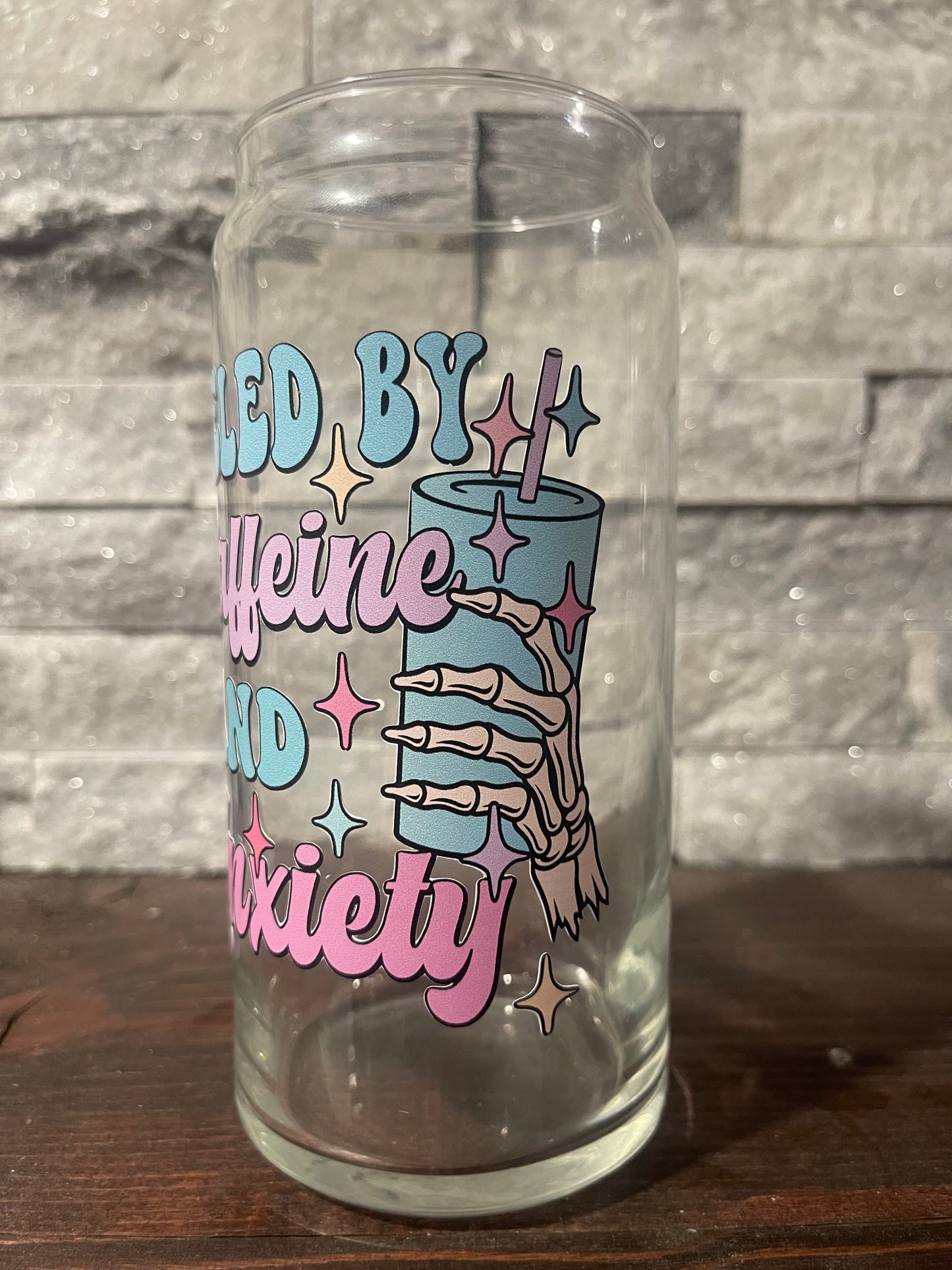 Fueled by Caffeine and Anxiety Glass Can | 20oz