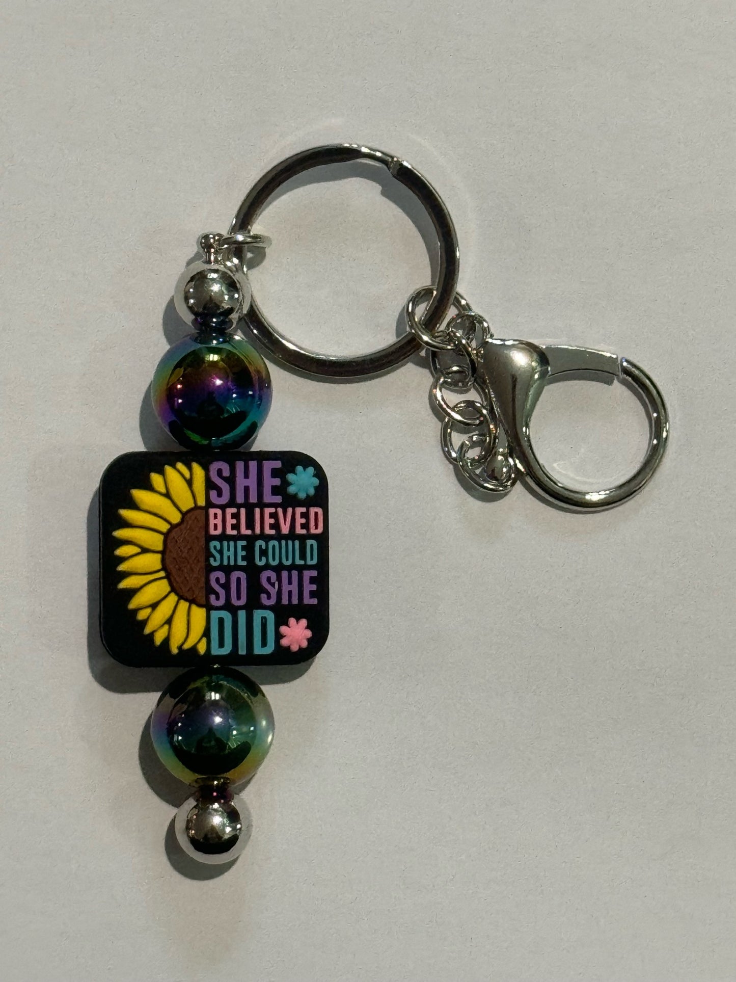 She Believed She Could So She Did Keychain - Holographic