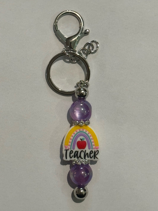 Teacher Keychain - Clear Purple